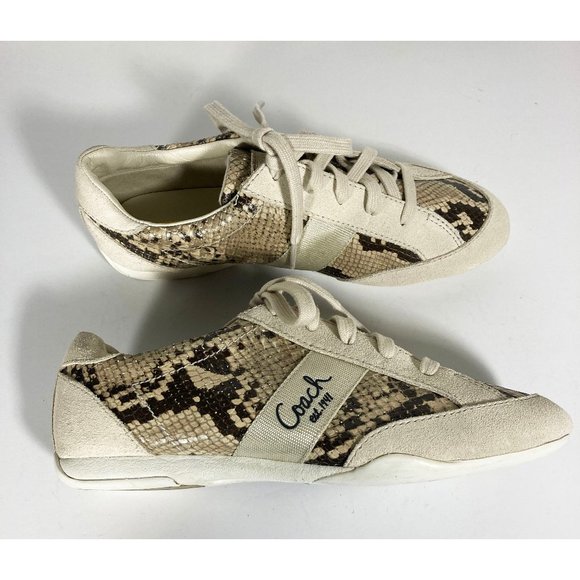 Coach Sneakers Reina Snake Design Suede 7M - Picture 1 of 11